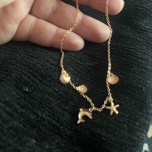 Gold plated Seashell and Starfish Charm anklet